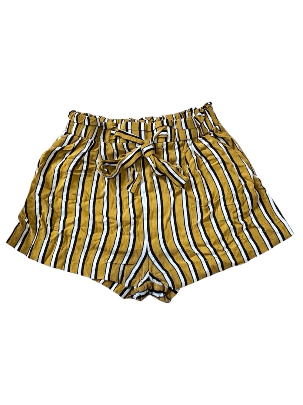 Women's Striped Paperbag Waist Shorts Size S